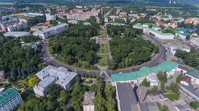 Shot of Poltava City from above