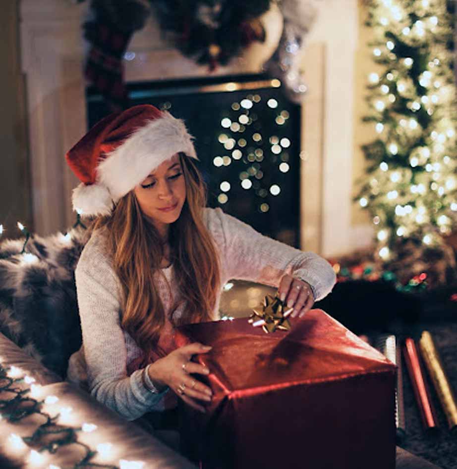 beautiful ukrainian woman with a christmas gift