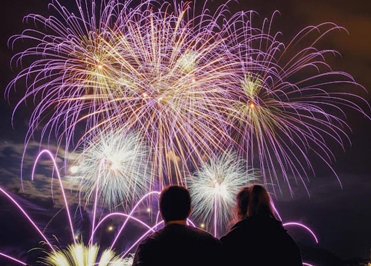 couple watching fireworks